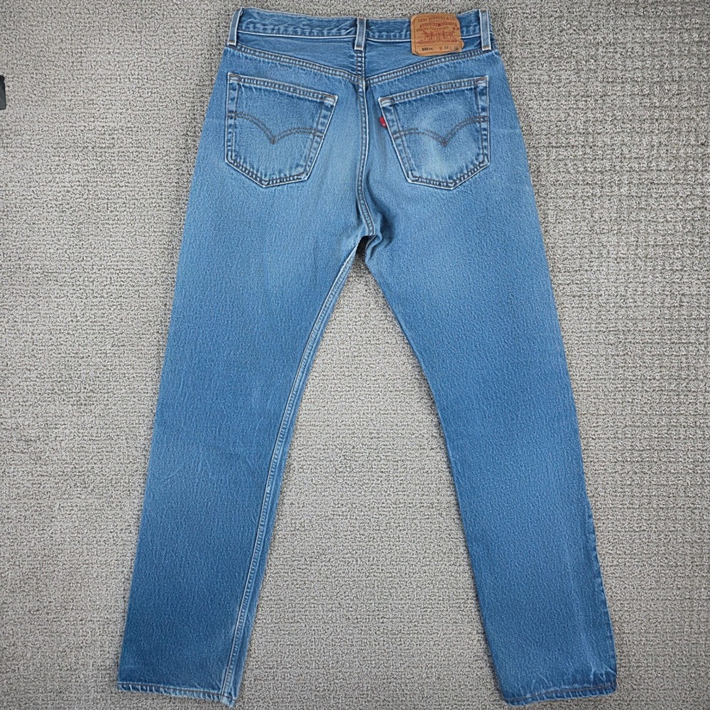 Vintage 90s Levi's 501xx 32x34 Mens Blue Straight Leg Denim Jeans Made in USA - Picture 3 of 14